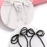 Delicate Bead Double Bow Beaded Earrings