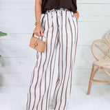Justine White + Brown Stripe Wide Leg Pants