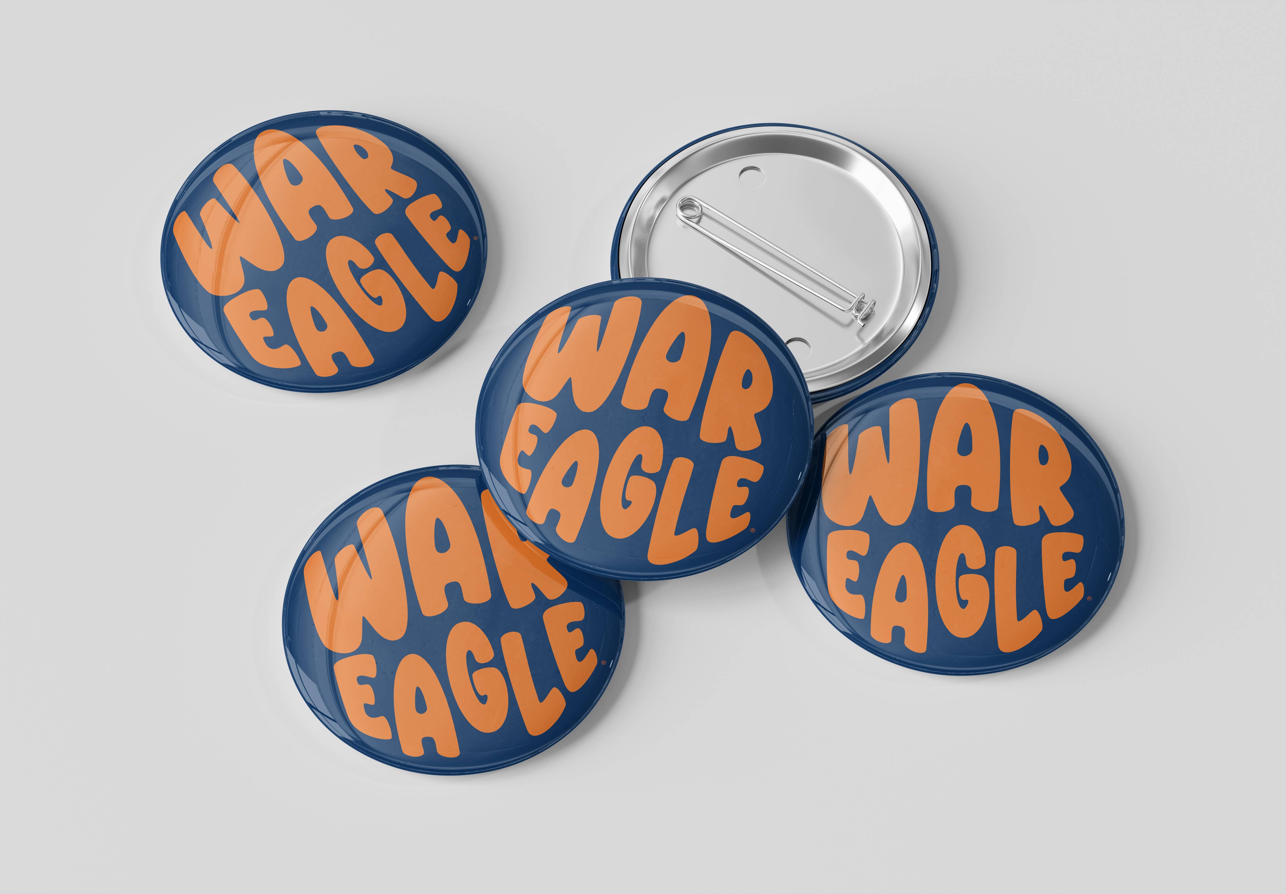 Four 'War Eagle' buttons on a light gray background