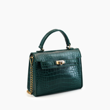 Lantern Faux Croc Crossbody Purse