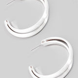 Large Layered Brushed Metallic Hoop Earrings