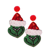 Beaded Grinch Face Earrings