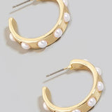 Pearl Studded Mini Hoop Earrings