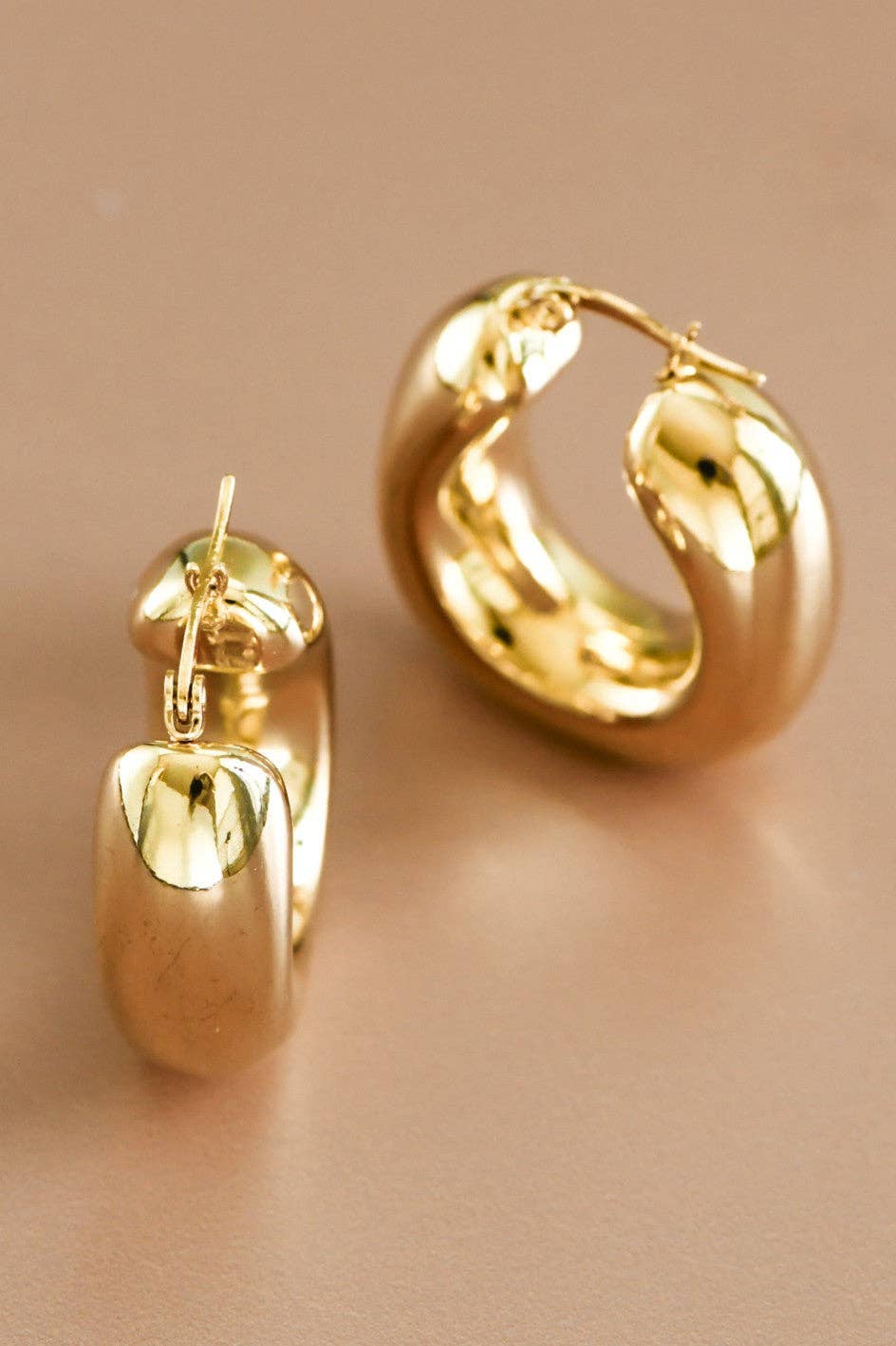 18K Gold Plated Chunky Waterproof Stainless Steel Hoop Earrings - A3 Accessories - Jewelry - Earrings - Clover + Bee