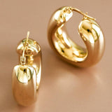 18K Gold Plated Chunky Waterproof Stainless Steel Hoop Earrings - A3 Accessories - Jewelry - Earrings - Clover + Bee
