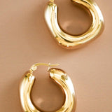 18K Gold Plated Chunky Waterproof Stainless Steel Hoop Earrings - A3 Accessories - Jewelry - Earrings - Clover + Bee
