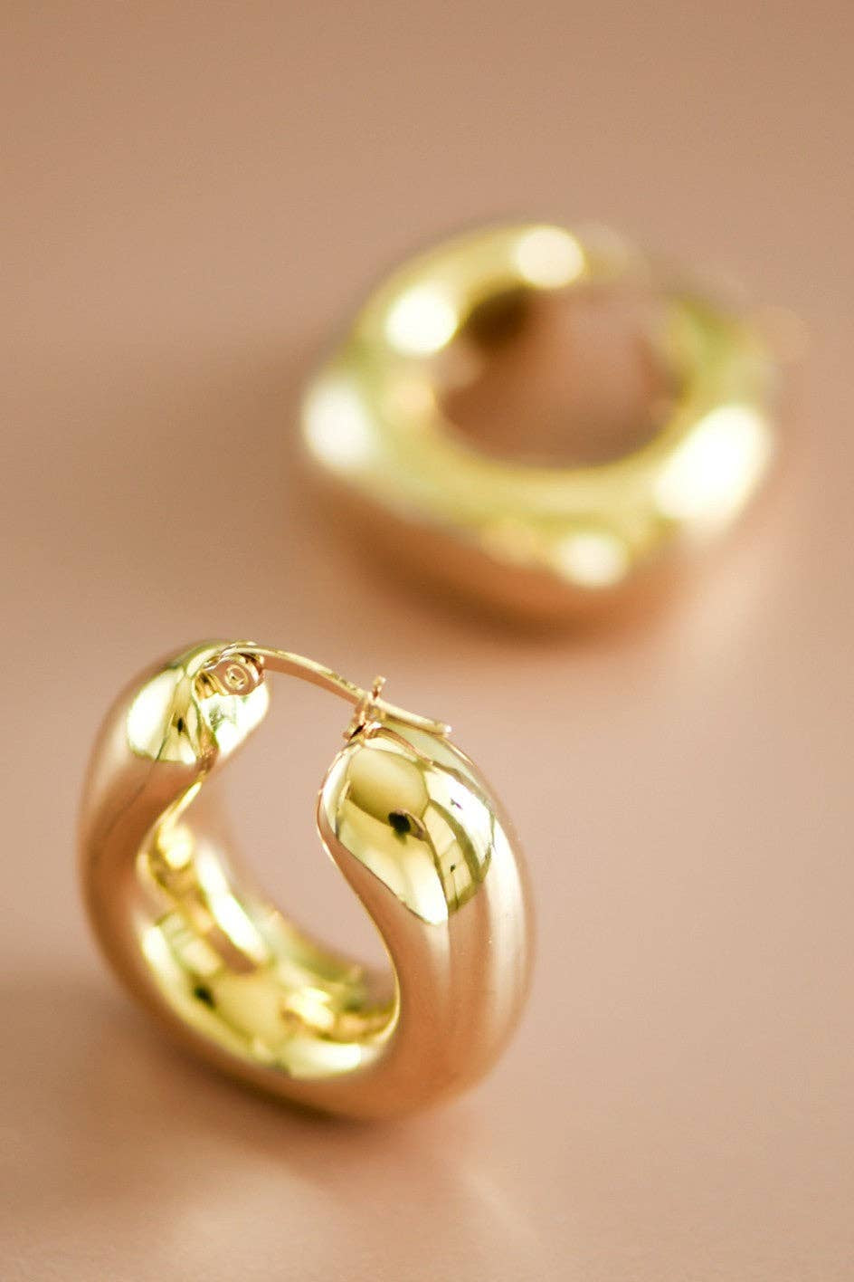 18K Gold Plated Chunky Waterproof Stainless Steel Hoop Earrings - A3 Accessories - Jewelry - Earrings - Clover + Bee