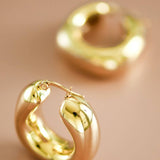 18K Gold Plated Chunky Waterproof Stainless Steel Hoop Earrings - A3 Accessories - Jewelry - Earrings - Clover + Bee
