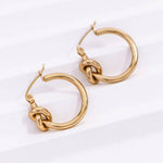 18K Gold Plated Waterproof Stainless Steel Knotted Hoop Earrings - A3 Accessories - Jewelry - Earrings - Clover + Bee