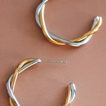 18K Gold Plated Waterproof + Stainless Steel Twist Hoop Earrings - A3 Accessories - Jewelry - Earrings - Clover + Bee