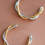 18K Gold Plated Waterproof + Stainless Steel Twist Hoop Earrings - A3 Accessories - Jewelry - Earrings - Clover + Bee