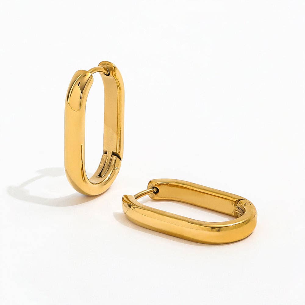 18k Stainless Steel Oval Hoop Earrings - A3 Accessories - Jewelry - Earrings - Clover + Bee
