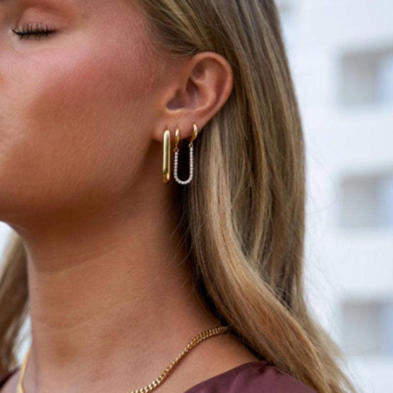18k Stainless Steel Oval Hoop Earrings - A3 Accessories - Jewelry - Earrings - Clover + Bee