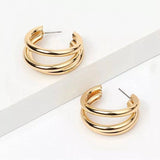 Triple Gold Hoop Earrings