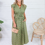 Xonnie Olive + Orange Floral Dress