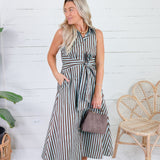 Morrison Seafoam + Cocoa Stripe Maxi Dress