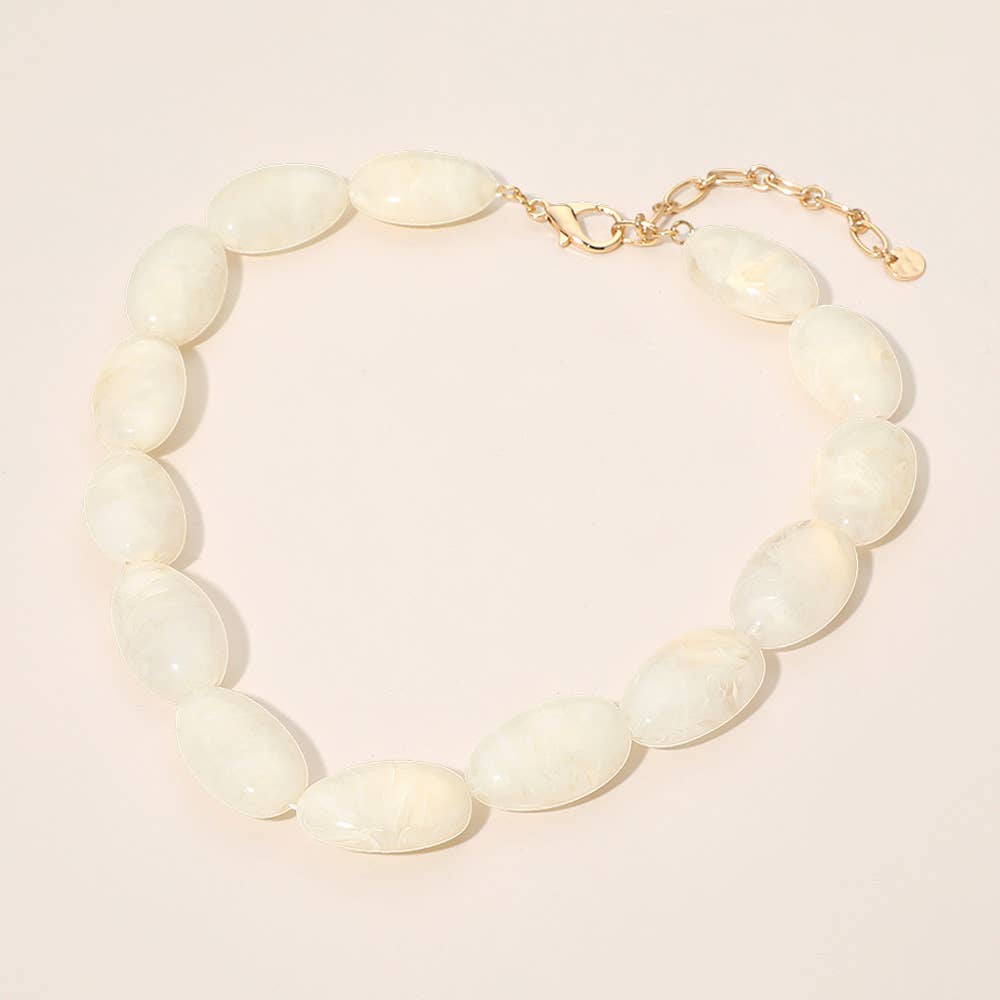 Chunky Marbled Pebble Beaded Statement Necklace
