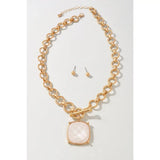 Faceted Stone Toggle Clasp Necklace