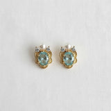 Vintage Inspired Aquamarine Flower Earrings
