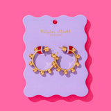 Hoop Earrings - Gold-Plated w/ Round Balls - Dottie