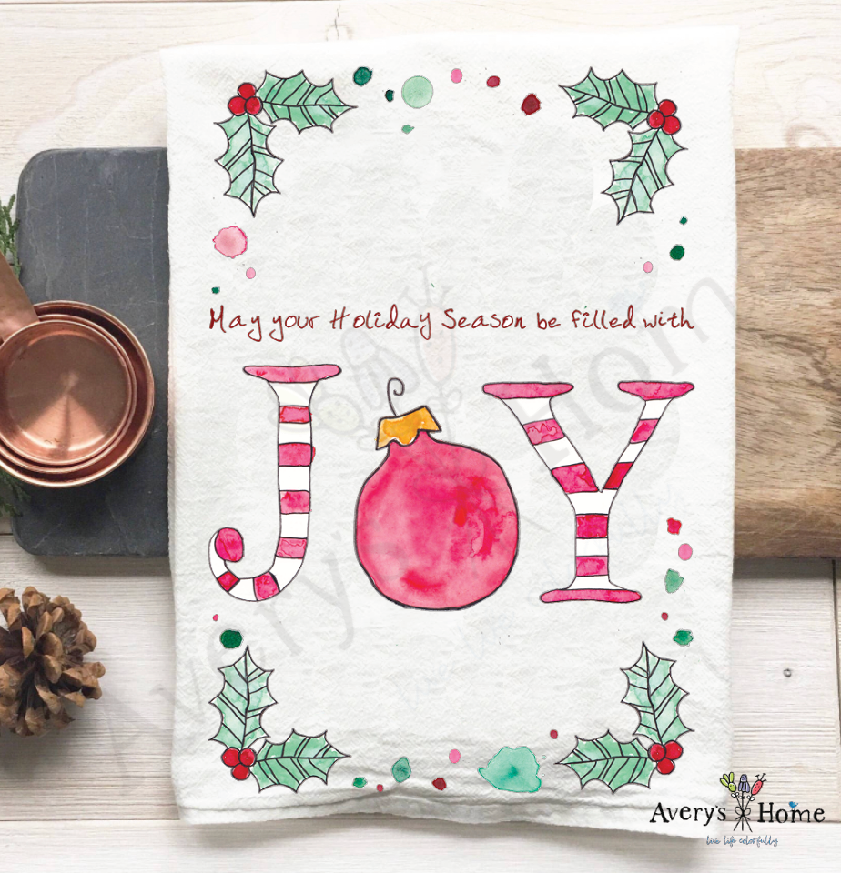 Holidays filled with Joy Christmas Kitchen Towel