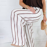Justine White + Brown Stripe Wide Leg Pants