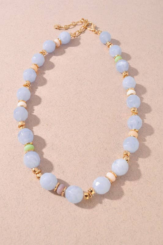 Glossy Resin Barrel Beaded Necklace