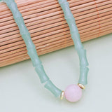 Stone Bamboo Rose Quartz Necklace