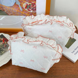 Frilly Quilted Bow Cosmetic Bags