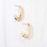 McPherson Pearl Double Hoop Gold Earring