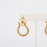 Danville Hammered Horse Bit Worn Gold Earring