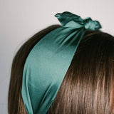 Green Boho Satin Scarf Bow Knot Headband