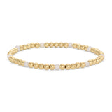 Gold Bead 4 mm & Pearl Stretch Bracelet