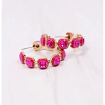 pink jewel hoop earrings