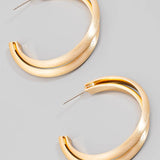 Large Layered Brushed Metallic Hoop Earrings