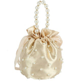 Satin Pearl Handle Bucket Bag