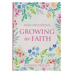 Book titled 'Growing in Faith' with floral design on a white background