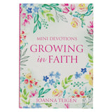 Book titled 'Growing in Faith' with floral design on a white background