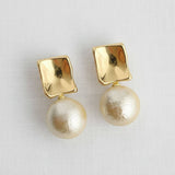 Contemporary Geometric Pearl Drop Earrings