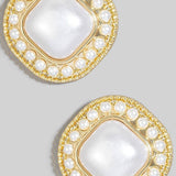 Pearl Halo Set Square Pearl Stud Earrings