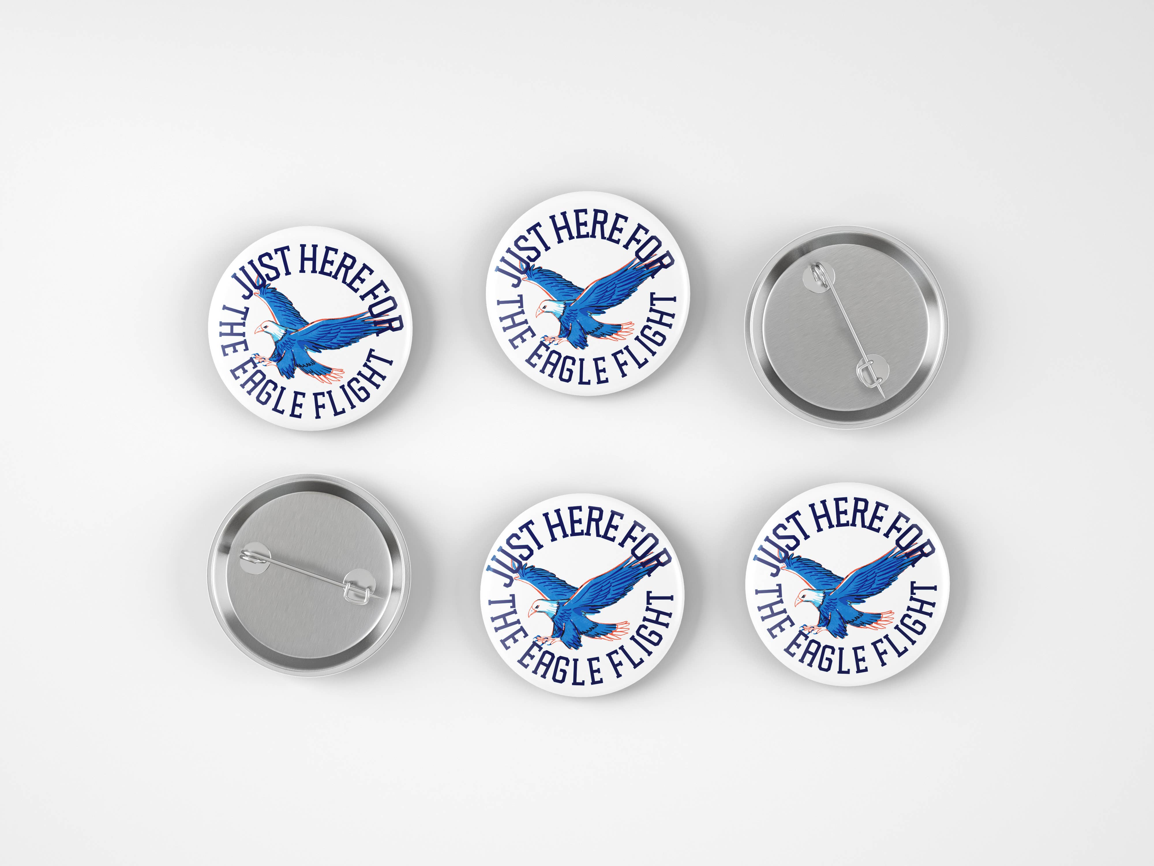 Set of buttons with an eagle design and text on a white background