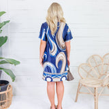 Athena Navy Swirl Mini Dress