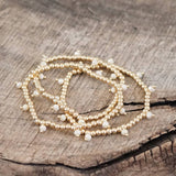 Small Gold Tone + Glass Beads Bracelet -  stack of 3