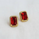 Chic Geometric Red Crystal Drop Earrings