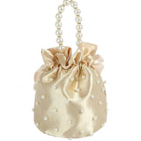 Satin Pearl Handle Bucket Bag