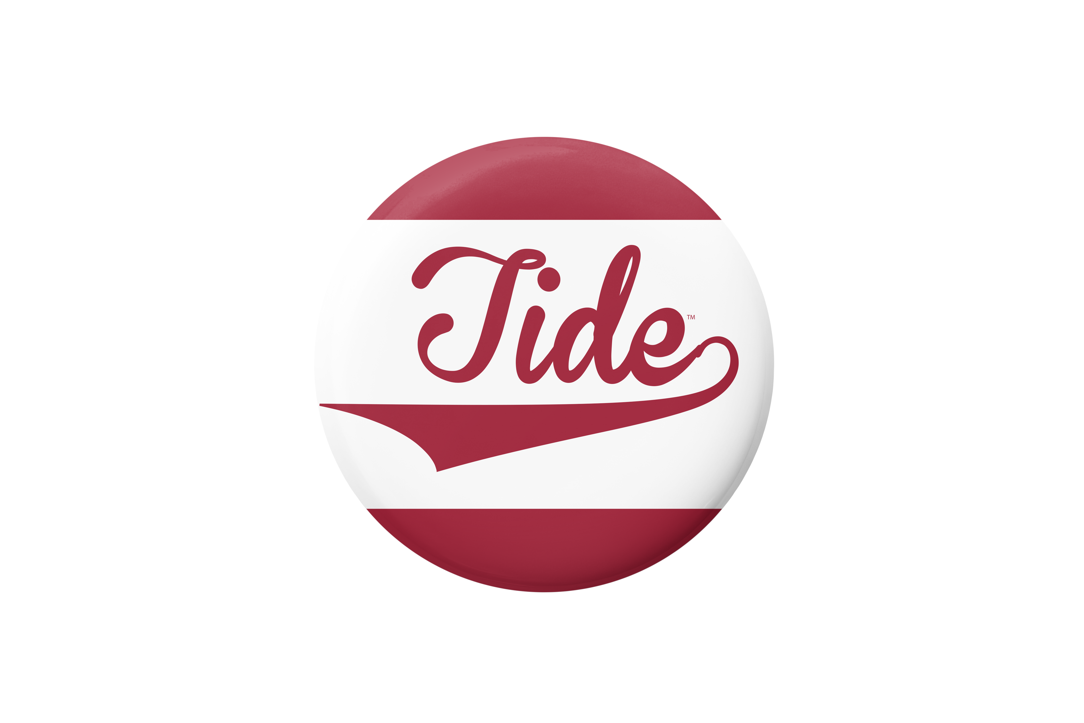 A round button badge featuring the crimson and white Alabama Crimson Tide logo on a plain white background.