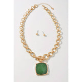 Faceted Stone Toggle Clasp Necklace