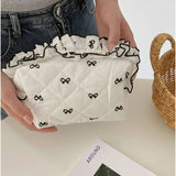 Frilly Quilted Bow Cosmetic Bags