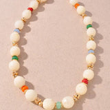 Glossy Resin Barrel Beaded Necklace