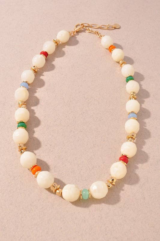Glossy Resin Barrel Beaded Necklace